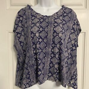 T26a- LUCKY BRAND Navy Boho Aztec T-Shirt